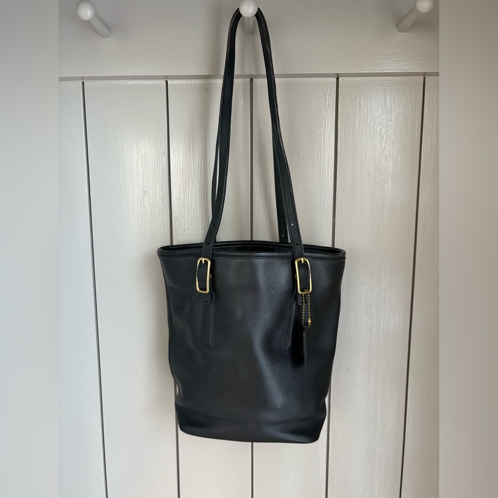 Coach 9803 Rare Vintage Black Leather Shoulder Bag Made in USA